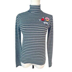 2/$30 ZARA Trafaluc Medium Black & White Striped Turtleneck Long Sleeve Top